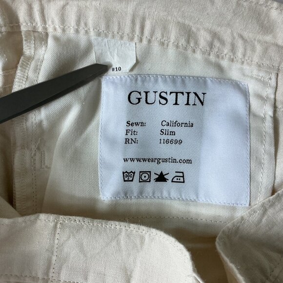 Gustin Ivory Linen 5 Pocket Slim Fit Lightweight Jeans Gustin Size 35 - Picture 4 of 5